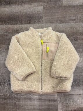 H&M Cream Sherpa Puffer Jacket with Neon Zip Pulls